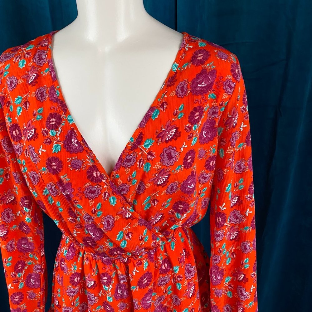 Peach Love California Floral Surplice Romper in Red - Picture 2 of 8